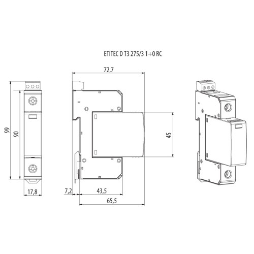 Ограничитель перенапряжения ETITEC D T3 275/3 (1+0) 1p ETI 2440417