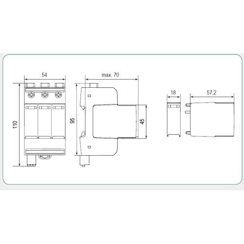 Ограничитель перенапряжения для защиты фотоэлектрических систем ETITEC M T2 PV 600/20 Y ETI 2440735