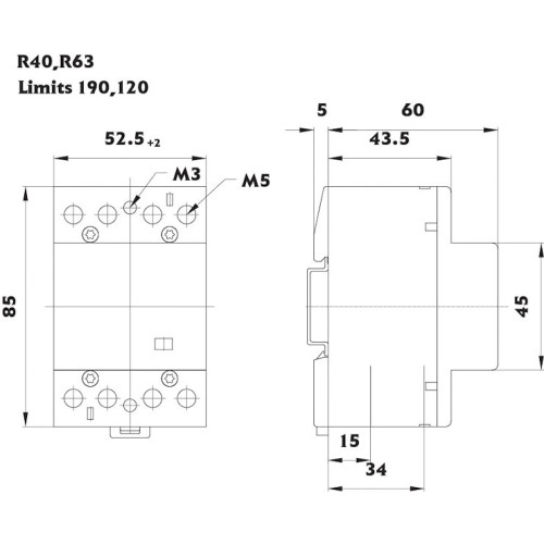 Контактор модульный тихий, 63А, 2НО+2НЗ, R 63-22 230V ETI 2463470