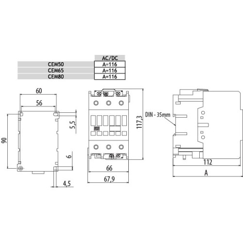 Контактор CEM 80.11 230V AC ETI 4650133