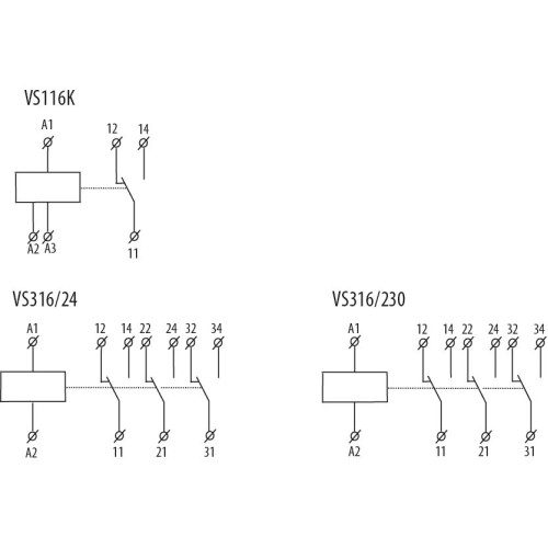 Промежуточное реле VS316K 24V AC/DC (3x16A_AC1), бесшумное ETI 2471222