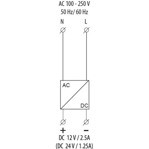 Блок питания PS-30-24 (Вход: 100-250V AC; Выход: 24V DC/30W/1,25A) ETI 2470133