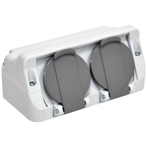 Розетка 2-я угловая PRE-2 (Schuko, IP44, 16A, 250V, поликарбонат) ETI 4481020