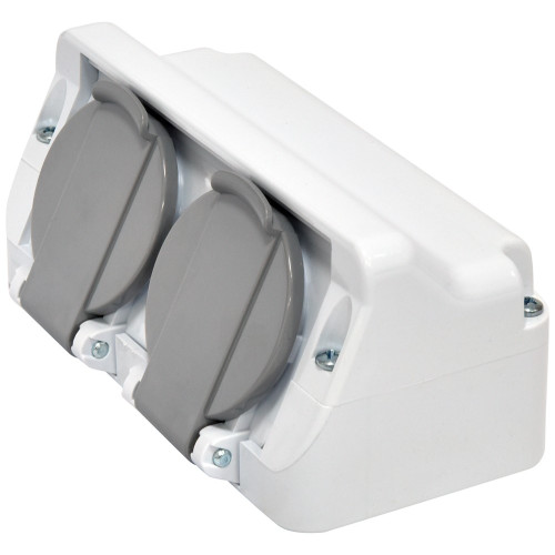 Розетка 2-я угловая PRE-2 (Schuko, IP44, 16A, 250V, поликарбонат) ETI 4481020
