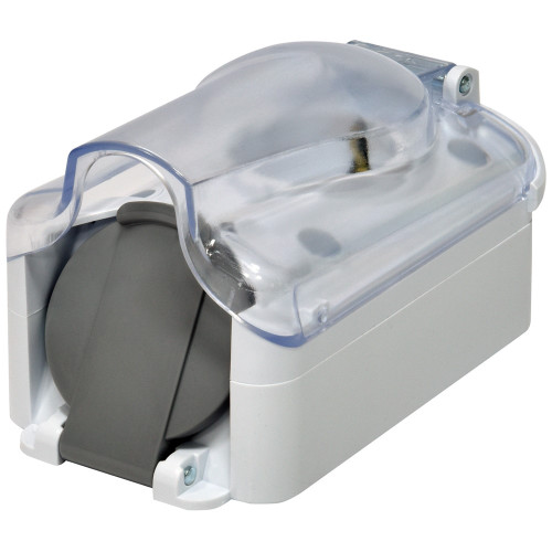 Розетка 2-я с заглушками PRE-2PC для вилки PKB-90 (Schuko, IP44, 16A, 250V, поликарбонат) ETI 4481021