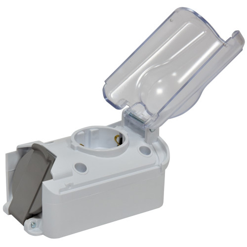 Розетка 2-я с заглушками PRE-2PC для вилки PKB-90 (Schuko, IP44, 16A, 250V, поликарбонат) ETI 4481021