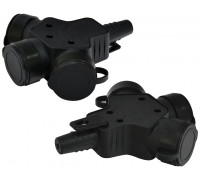 Розетка кабельная 3-я с заглушками ERS-3C (Schuko, IP44, каучук, черная)