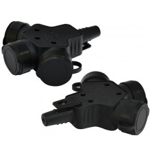 Розетка кабельная 3-я с заглушками ERS-3C (Schuko, IP44, каучук, черная)