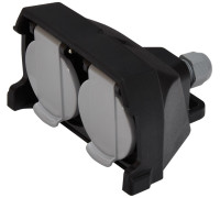 Розетка кабельная 2-я с заглушками ERS-2CM (Schuko, IP44, каучук, черная)