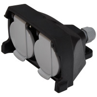 Розетка кабельная 2-я с заглушками ERS-2CM (Schuko, IP44, каучук, черная)