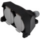 Розетка кабельная 2-я с заглушками ERS-2CM (Schuko, IP44, каучук, черная) ETI 4481014