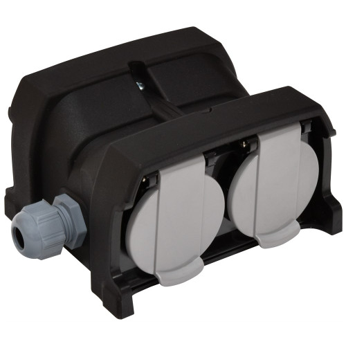 Розетка кабельная 4-я с заглушками ERS-4CM (Schuko, IP44, каучук, черная) ETI 4481015
