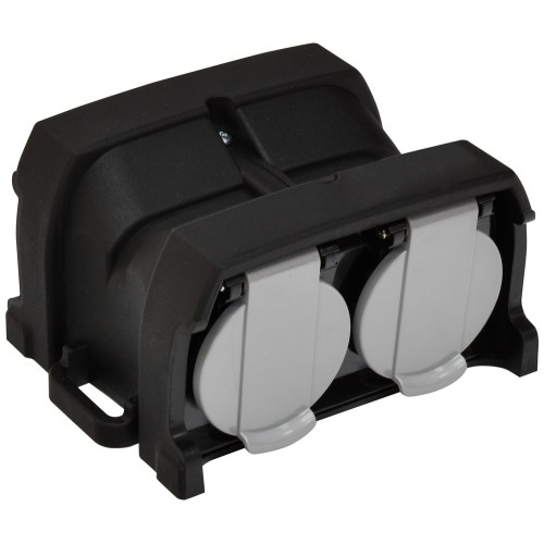 Розетка кабельная 4-я с заглушками ERS-4CM (Schuko, IP44, каучук, черная) ETI 4481015