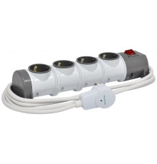 Блок удлинителя 4-местный с защитой EC4-3 (Schuko, каб. 3м, 16A, 250V, 2P+PE)