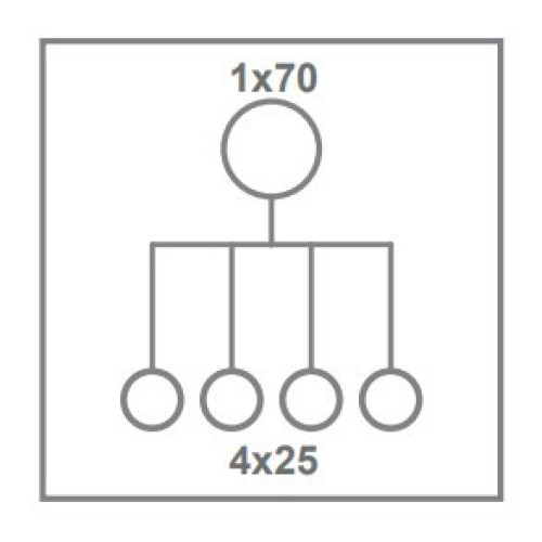 Распределительный блок 192A, IN: 1x70, OUT: 4x25, серый, EDBJ-1x70-4x25 ETI 1102434