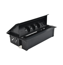 Выдвижной блок розеток в столешницу 3x220В + 2xKeystone для RJ45, черный, S487 Simon