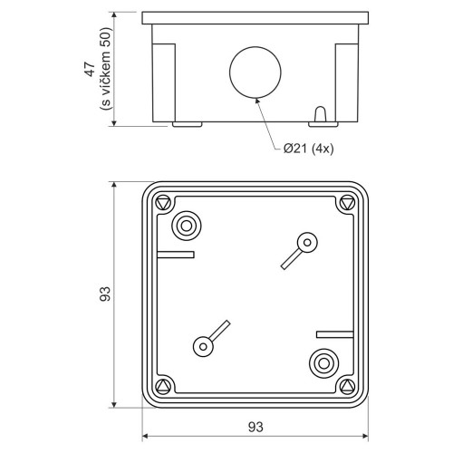 Коробка, IP 54 для наружного монтажа; размеры 95х95х50мм, светло-серая 8101_KA