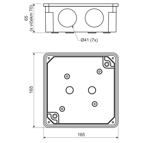 Коробка, IP 54 для наружного монтажа; размеры 165х165х70мм, светло-серая 8117_KA