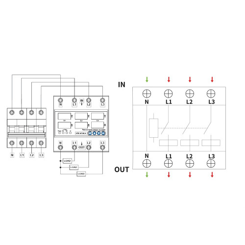 Реле контроля напряжения и тока RKV 4P 63A A0010230003