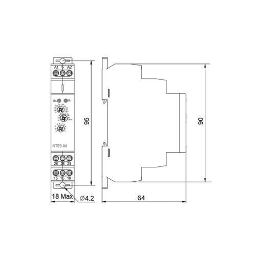 Реле времени многофункциональное NTE9-M1 AC/DC 12-240V A0010240005
