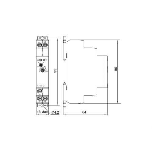 Реле времени задержки отключения без источника питания NTE9-D AC/DC 12-240V A0010240009