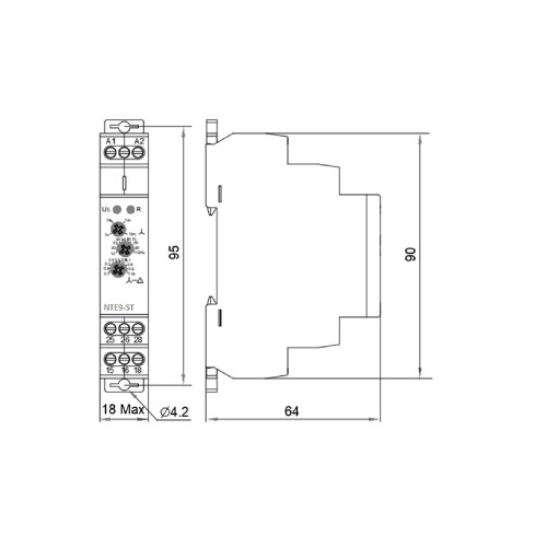 Реле времени звезда/треугольник NTE9-ST AC/DC 12-240V A0010240010