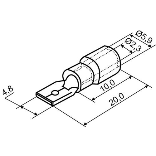 Коннекторы с изоляцией 2-187 4,75x0,5/0,8 (100 шт.), "папа" МDD A0060020007