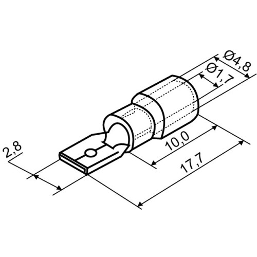 Коннекторы с изоляцией 1,25-110 2,8x0,5/0,8 (100 шт.), "папа" МDD A0060020012