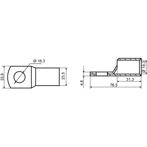 Наконечник под пайку медный луженый 185 мм кв, d=16мм, SC-185-16 A0060050014