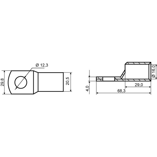 Наконечник под пайку медный луженый 150 мм кв, d=12мм, SC-150-12 A0060050042