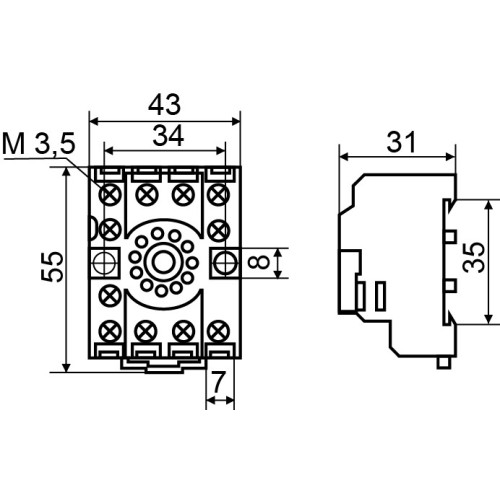 Колодка под реле МК3P, PF113A-E A0090020002