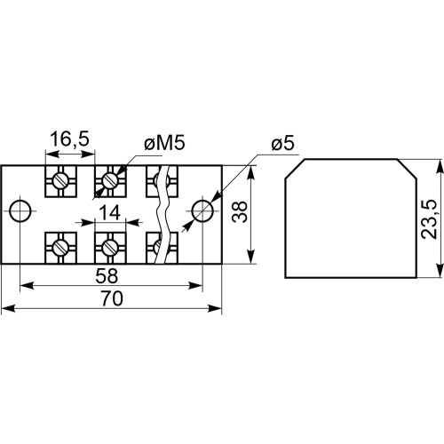 Колодка 45А 3 полюса, TB4503 A0130050017