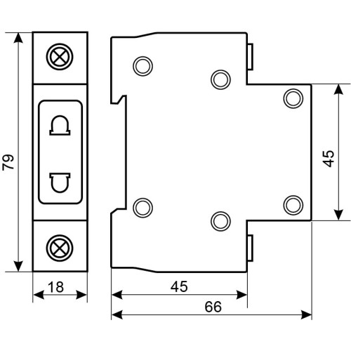 Розетка на din-рейку, 10А, 2 полюса, C 45 2Р A0150010103