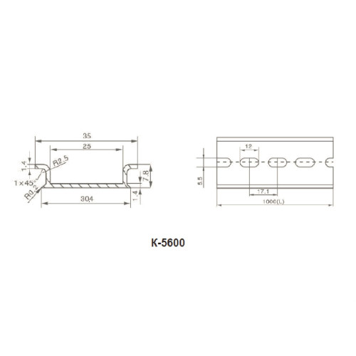 Din-рейка K-5600 алюминиевая A0150010106