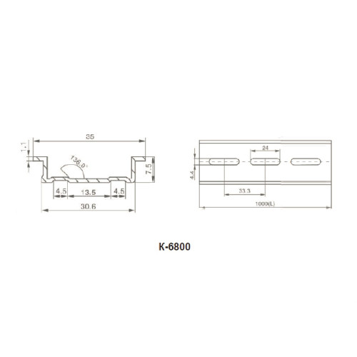 Din-рейка K-6800 алюминиевая A0150010107