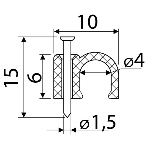 Скоба белая CHR-4 мм круглая (100 шт.) A0150030001