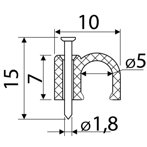 Скоба белая CHR-5 мм круглая (100 шт.) A0150030002