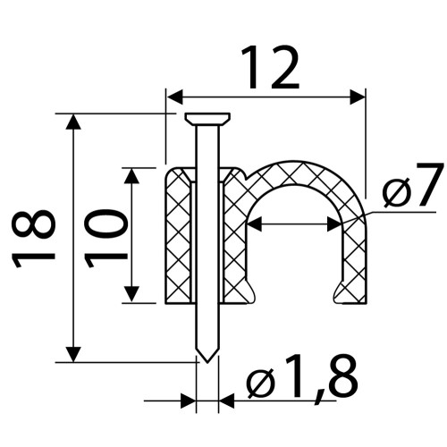 Скоба белая CHR-7 мм круглая (100 шт.) A0150030004