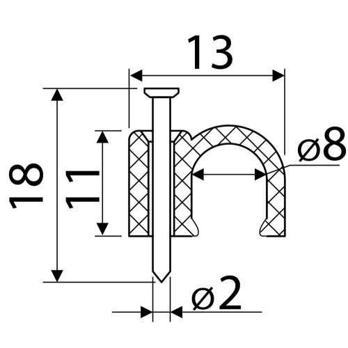 Скоба белая CHR-8 мм круглая (100 шт.) A0150030005