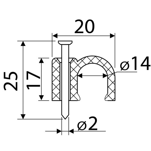 Скоба белая CHR-14 мм круглая (100 шт.) A0150030009