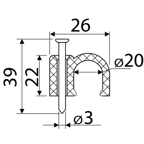 Скоба белая CHR-20 мм круглая (50шт) A0150030012
