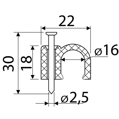 Скоба белая CHR-16 мм круглая (100шт) A0150030024