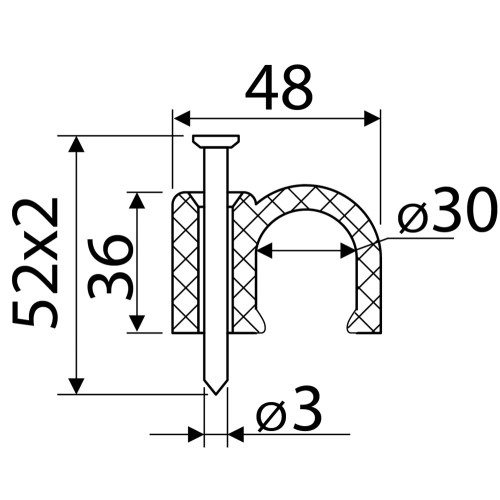 Скоба белая CHR-30 мм круглая (20шт) A0150030026