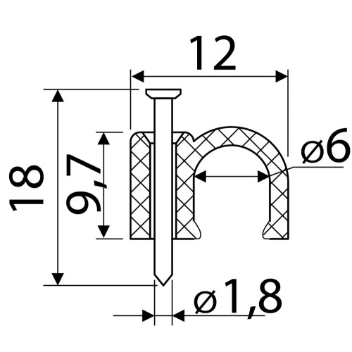 Скоба черная CHR-6 мм круглая (100 шт.) A0150030036