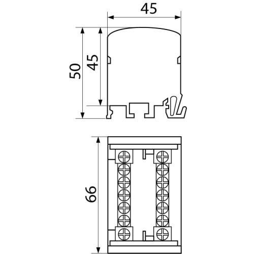 Нулевая шина в корпусе 2х7 (2 бруска по 7 отверстий), VC-207 A0150120018