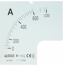 Шкала 600/5А для амперметра А-72-6