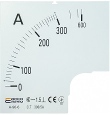 Шкала 300/5А для амперметра А-96-6