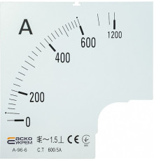 Шкала 600/5А для амперметра А-96-6