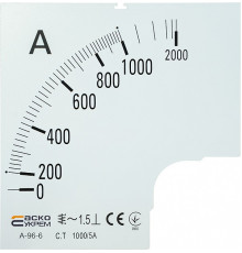 Шкала 1000/5А для амперметра А-96-6