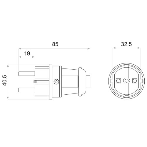Вилка каучуковая стандартная 2Р+PE 16А IP44 A0250010001